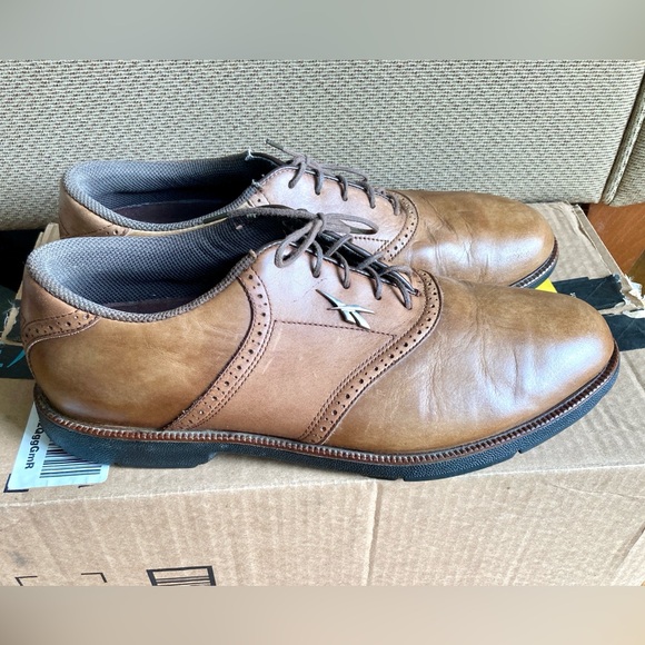 Mens Reebok Brown Leather Suede Saddle Spikeless Golf Shoes Size 12  # 14-45962 - Picture 8 of 16